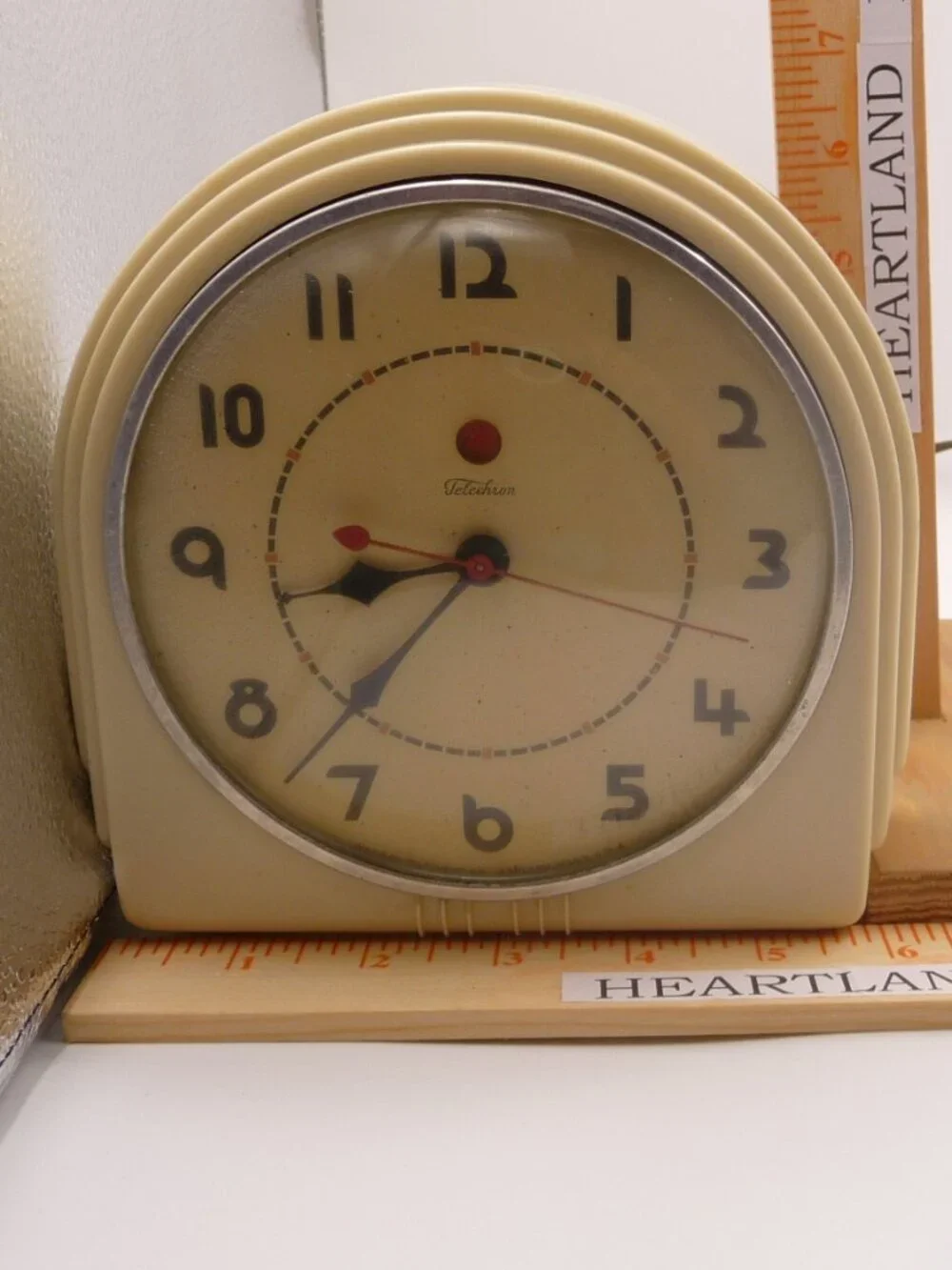 Vintage Telechron Electric Clock Art Deco Mid Century Cream/Beige